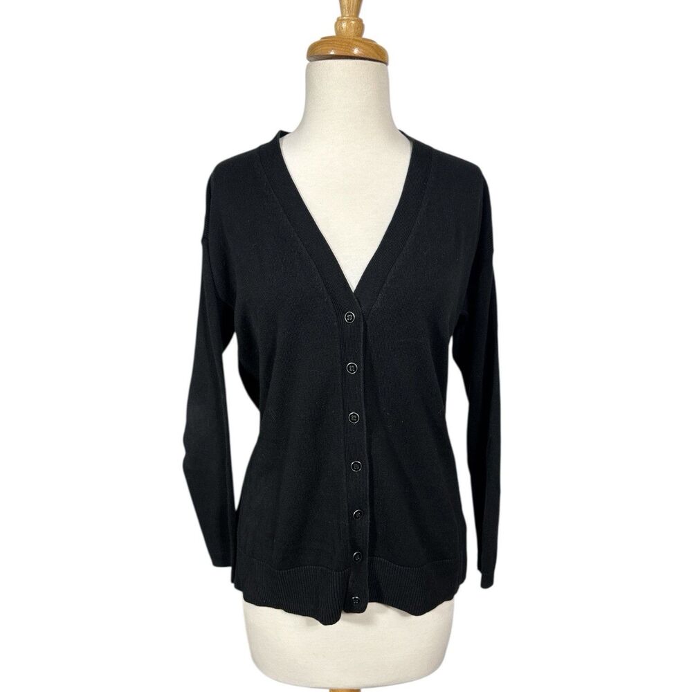 Talbots Petites Black Cotton Cardigan Sweater